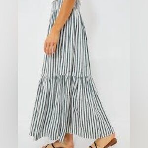 Emerson Fry Shirred Maxi skirt M/L Moss Stripe